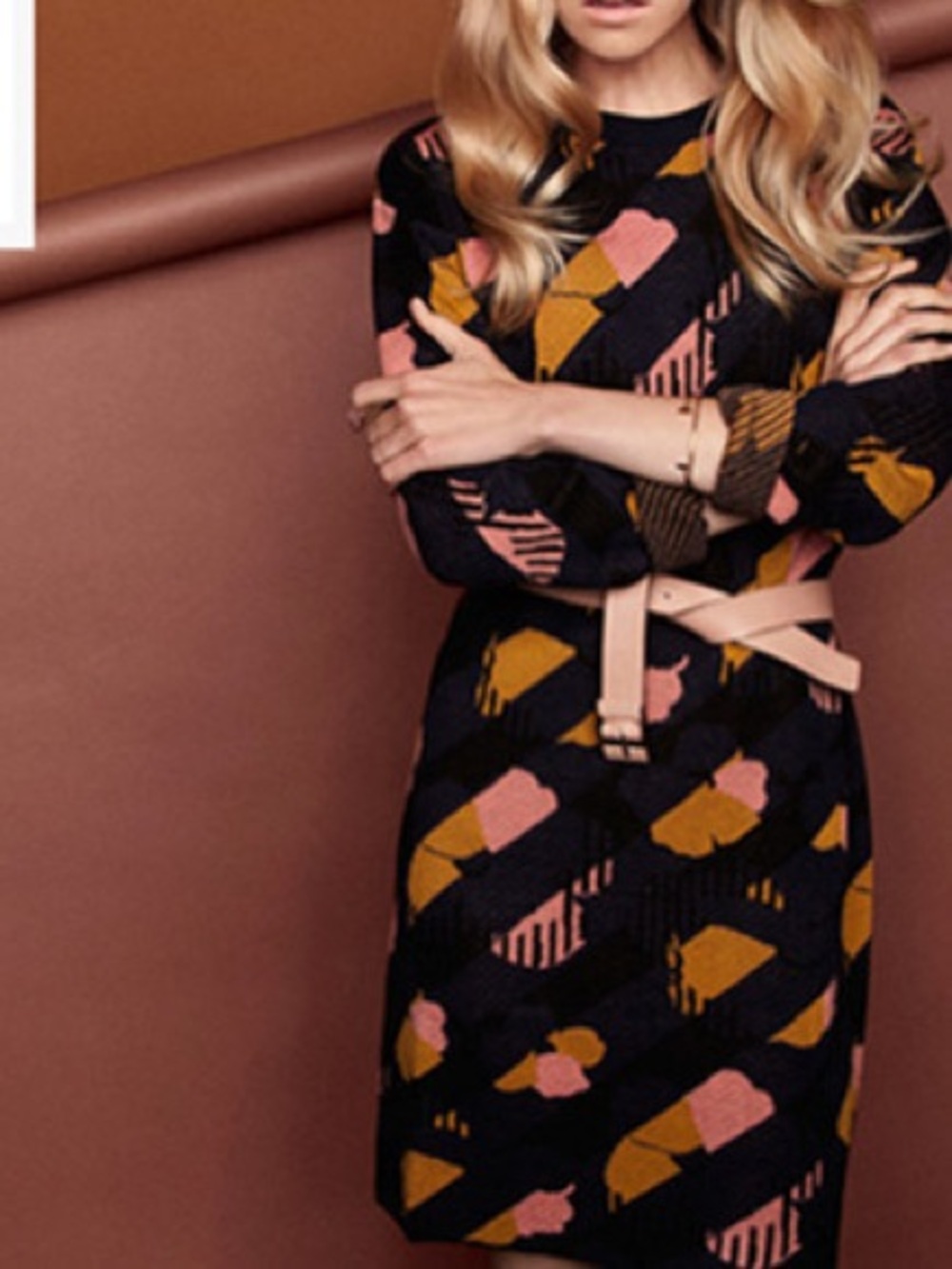 See by Chloé Virgin Wool Sweater Long Sleeve Dress Blue, Yellow & Pink ~US XS/S